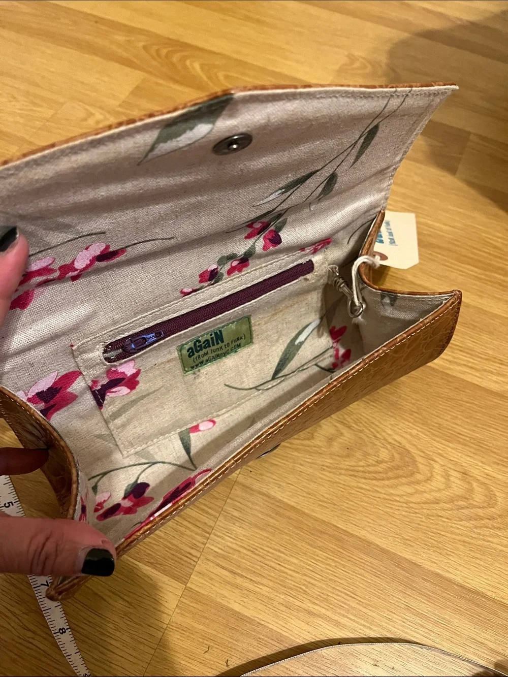 From Junk to Funk Brown Embossed Leather Clutch